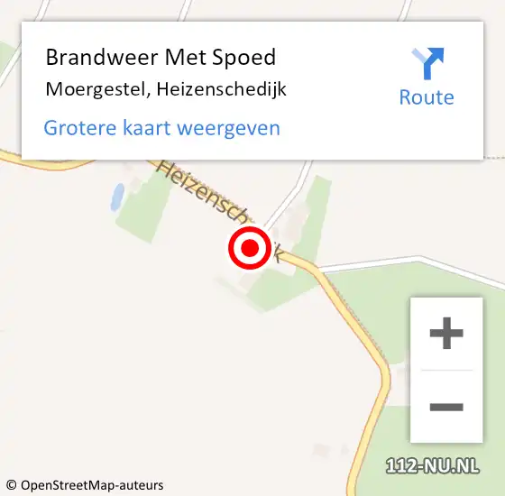 Locatie op kaart van de 112 melding: Brandweer Met Spoed Naar Moergestel, Heizenschedijk op 5 augustus 2017 16:38