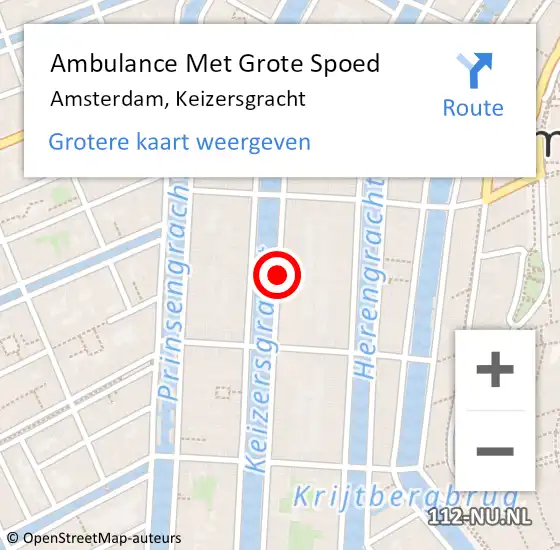 Locatie op kaart van de 112 melding: Ambulance Met Grote Spoed Naar Amsterdam, Keizersgracht op 5 augustus 2017 17:52