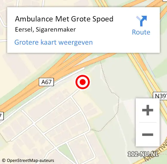 Locatie op kaart van de 112 melding: Ambulance Met Grote Spoed Naar Eersel, Sigarenmaker op 5 augustus 2017 18:09