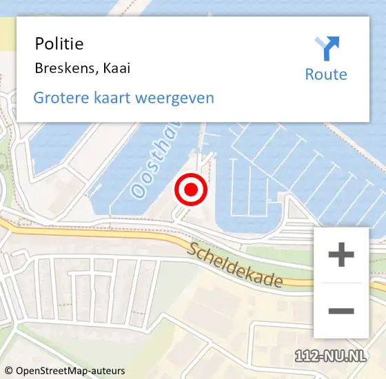 Locatie op kaart van de 112 melding: Politie Breskens, Kaai op 5 augustus 2017 19:00