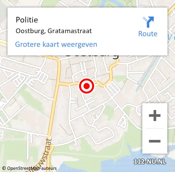 Locatie op kaart van de 112 melding: Politie Oostburg, Gratamastraat op 5 augustus 2017 19:31