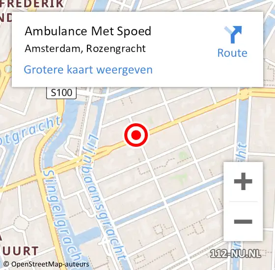 Locatie op kaart van de 112 melding: Ambulance Met Spoed Naar Amsterdam, Rozengracht op 5 augustus 2017 19:38