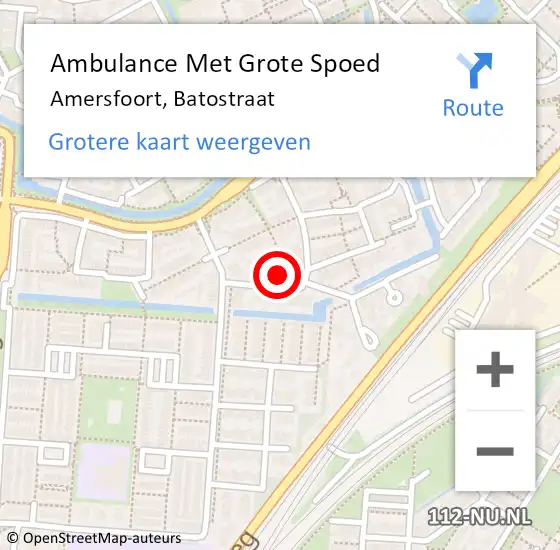 Locatie op kaart van de 112 melding: Ambulance Met Grote Spoed Naar Amersfoort, Batostraat op 5 augustus 2017 19:44