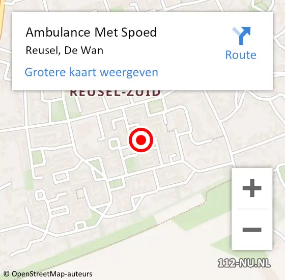 Locatie op kaart van de 112 melding: Ambulance Met Spoed Naar Reusel, De Wan op 5 augustus 2017 19:59