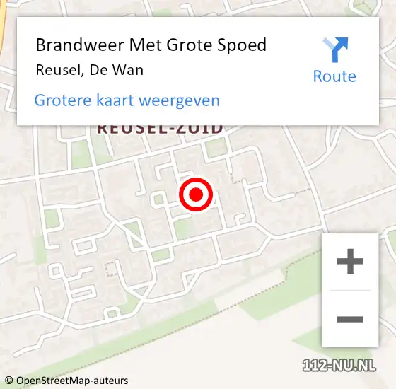 Locatie op kaart van de 112 melding: Brandweer Met Grote Spoed Naar Reusel, De Wan op 5 augustus 2017 20:03