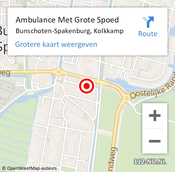 Locatie op kaart van de 112 melding: Ambulance Met Grote Spoed Naar Bunschoten-Spakenburg, Kolkkamp op 5 augustus 2017 20:49