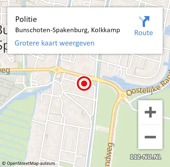 Locatie op kaart van de 112 melding: Politie Bunschoten-Spakenburg, Kolkkamp op 5 augustus 2017 20:55