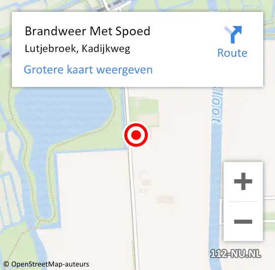 Locatie op kaart van de 112 melding: Brandweer Met Spoed Naar Lutjebroek, Kadijkweg op 5 augustus 2017 21:25