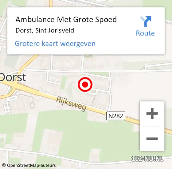 Locatie op kaart van de 112 melding: Ambulance Met Grote Spoed Naar Dorst, Sint Jorisveld op 5 augustus 2017 23:45