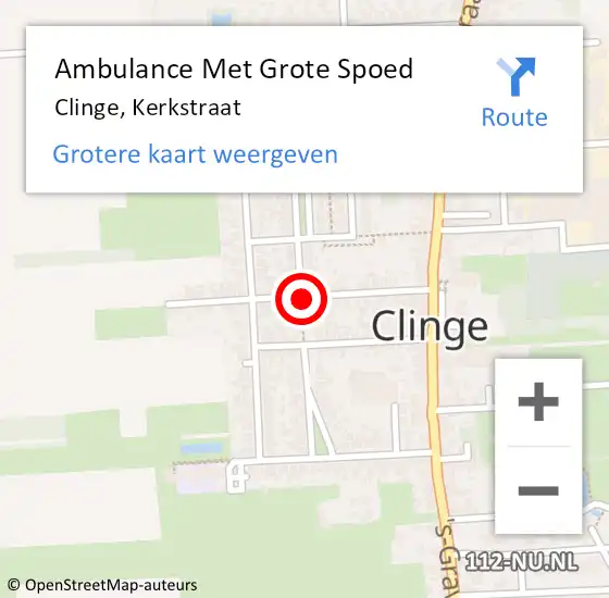 Locatie op kaart van de 112 melding: Ambulance Met Grote Spoed Naar Clinge, Kerkstraat op 6 augustus 2017 02:21