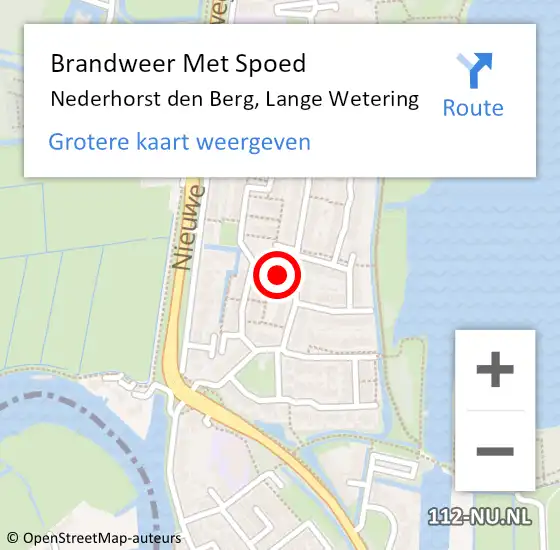 Locatie op kaart van de 112 melding: Brandweer Met Spoed Naar Nederhorst den Berg, Lange Wetering op 6 augustus 2017 02:38