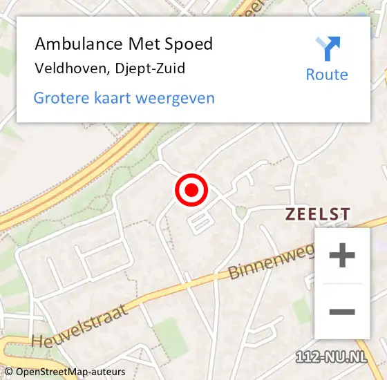 Locatie op kaart van de 112 melding: Ambulance Met Spoed Naar Veldhoven, Djept-Zuid op 6 augustus 2017 02:52