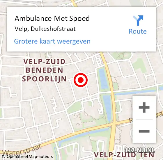 Locatie op kaart van de 112 melding: Ambulance Met Spoed Naar Velp, Dulkeshofstraat op 6 augustus 2017 03:31