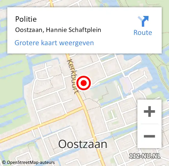 Locatie op kaart van de 112 melding: Politie Oostzaan, Hannie Schaftplein op 6 augustus 2017 04:44