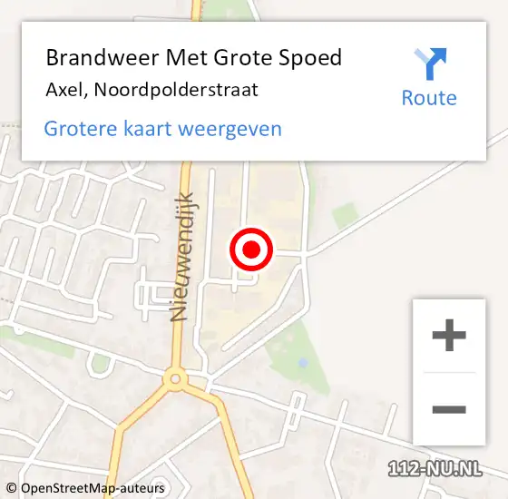 Locatie op kaart van de 112 melding: Brandweer Met Grote Spoed Naar Axel, Noordpolderstraat op 6 augustus 2017 04:57