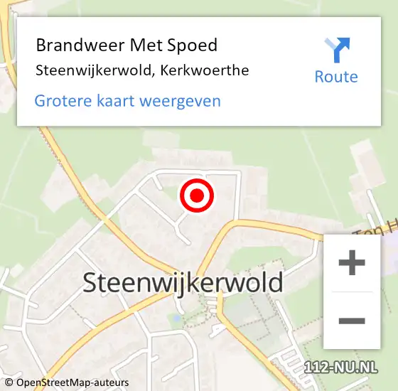 Locatie op kaart van de 112 melding: Brandweer Met Spoed Naar Steenwijkerwold, Kerkwoerthe op 6 augustus 2017 07:09