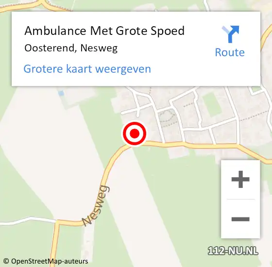 Locatie op kaart van de 112 melding: Ambulance Met Grote Spoed Naar Oosterend, Nesweg op 6 augustus 2017 07:11