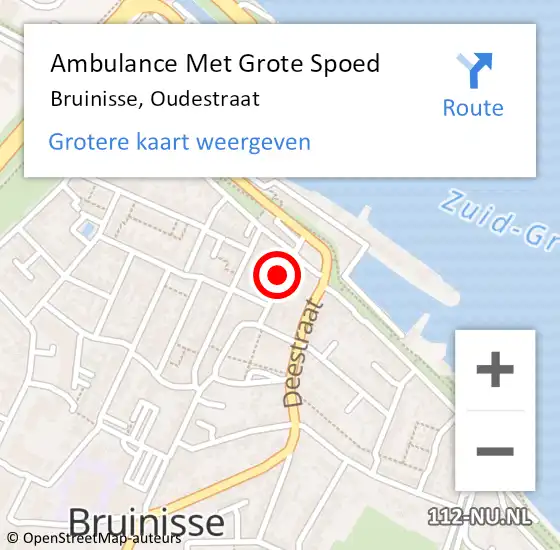 Locatie op kaart van de 112 melding: Ambulance Met Grote Spoed Naar Bruinisse, Oudestraat op 6 augustus 2017 08:02