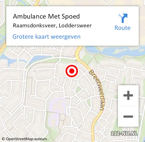 Locatie op kaart van de 112 melding: Ambulance Met Spoed Naar Raamsdonksveer, Loddersweer op 6 augustus 2017 08:53