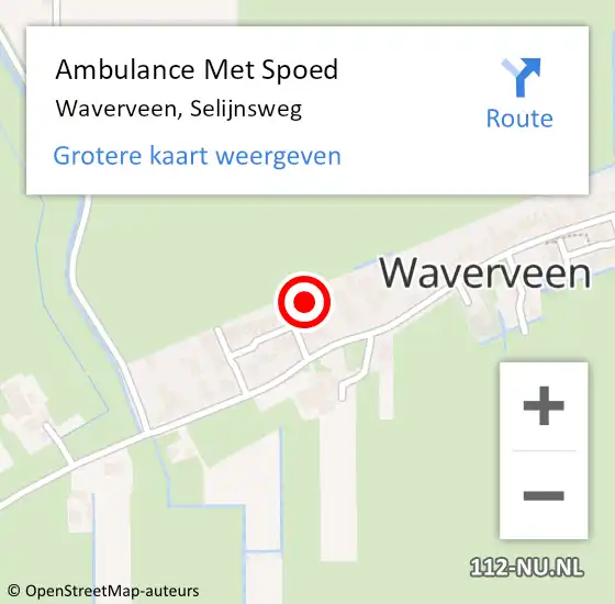 Locatie op kaart van de 112 melding: Ambulance Met Spoed Naar Waverveen, Selijnsweg op 6 augustus 2017 09:02