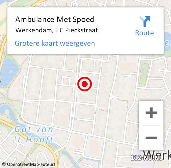 Locatie op kaart van de 112 melding: Ambulance Met Spoed Naar Werkendam, J C Pieckstraat op 6 augustus 2017 09:19