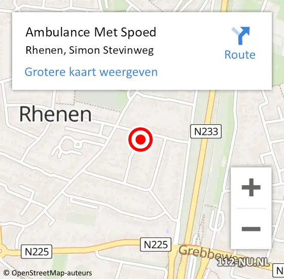 Locatie op kaart van de 112 melding: Ambulance Met Spoed Naar Rhenen, Simon Stevinweg op 6 augustus 2017 09:22