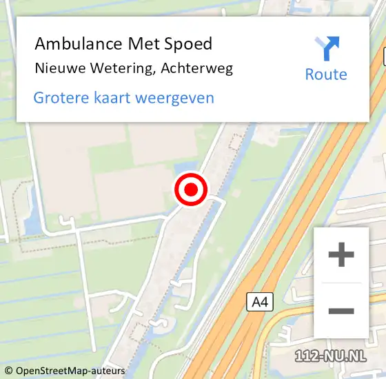 Locatie op kaart van de 112 melding: Ambulance Met Spoed Naar Nieuwe Wetering, Achterweg op 6 augustus 2017 09:37