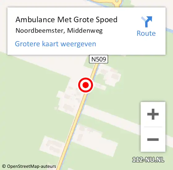 Locatie op kaart van de 112 melding: Ambulance Met Grote Spoed Naar Noordbeemster, Middenweg op 6 augustus 2017 09:41