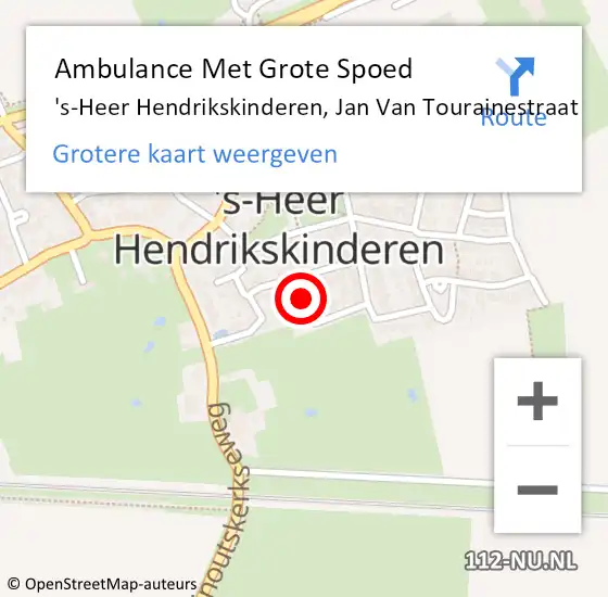 Locatie op kaart van de 112 melding: Ambulance Met Grote Spoed Naar 's-Heer Hendrikskinderen, Jan Van Tourainestraat op 6 augustus 2017 10:07