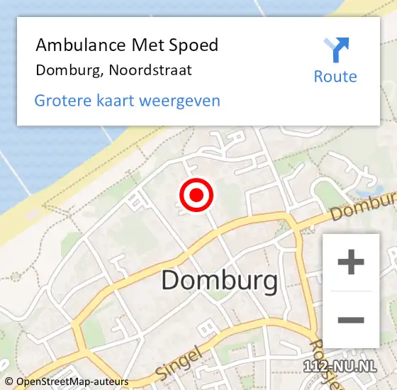 Locatie op kaart van de 112 melding: Ambulance Met Spoed Naar Domburg, Noordstraat op 6 augustus 2017 10:09