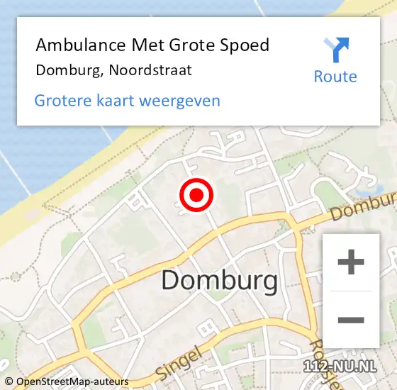 Locatie op kaart van de 112 melding: Ambulance Met Grote Spoed Naar Domburg, Noordstraat op 6 augustus 2017 10:13