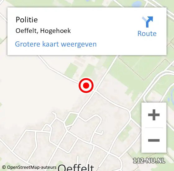 Locatie op kaart van de 112 melding: Politie Oeffelt, Hogehoek op 6 augustus 2017 10:53