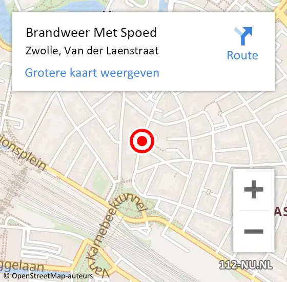 Locatie op kaart van de 112 melding: Brandweer Met Spoed Naar Zwolle, Van der Laenstraat op 6 augustus 2017 11:23