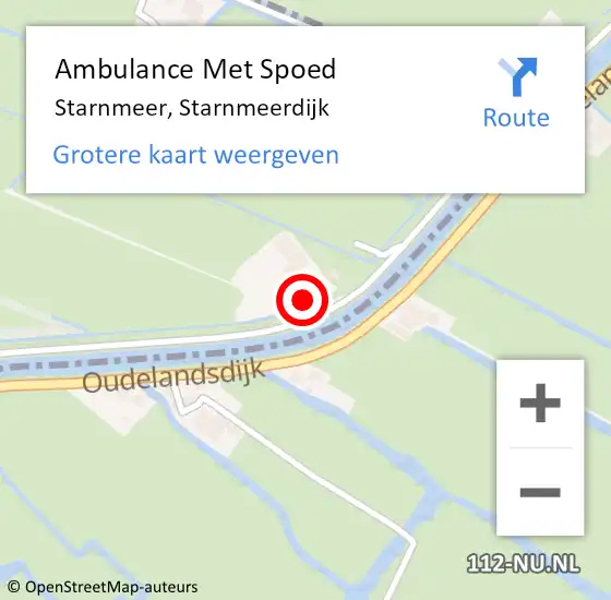 Locatie op kaart van de 112 melding: Ambulance Met Spoed Naar Starnmeer, Starnmeerdijk op 6 augustus 2017 11:40