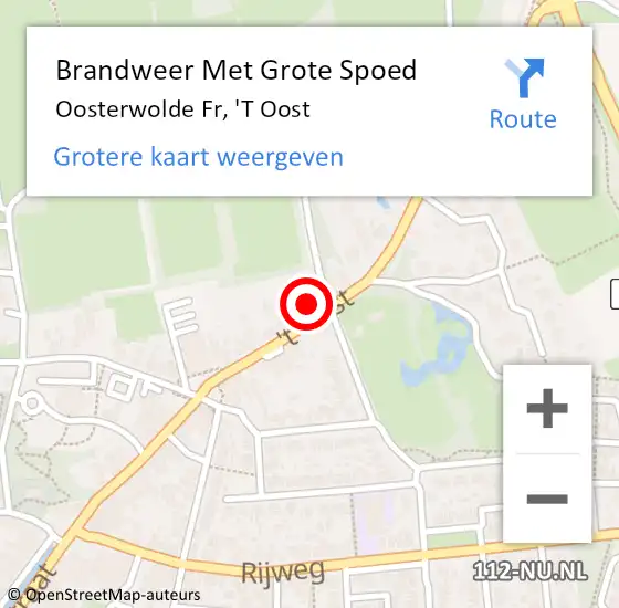 Locatie op kaart van de 112 melding: Brandweer Met Grote Spoed Naar Oosterwolde Fr, 'T Oost op 29 januari 2014 07:55