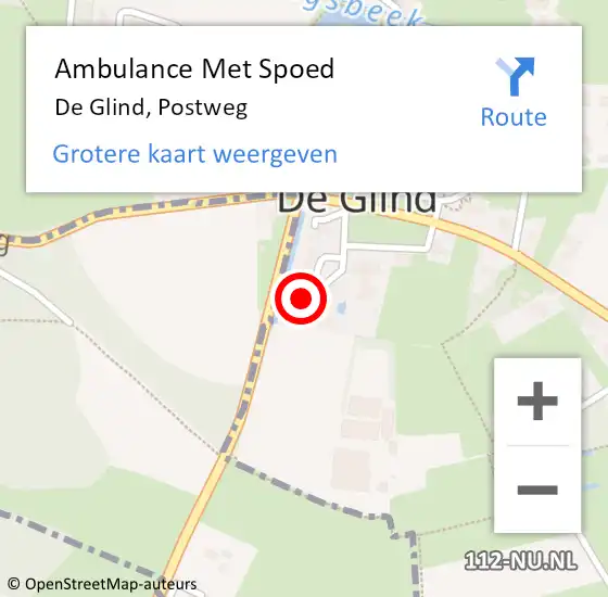 Locatie op kaart van de 112 melding: Ambulance Met Spoed Naar De Glind, Postweg op 6 augustus 2017 12:24