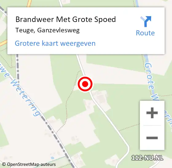 Locatie op kaart van de 112 melding: Brandweer Met Grote Spoed Naar Teuge, Ganzevlesweg op 6 augustus 2017 12:33