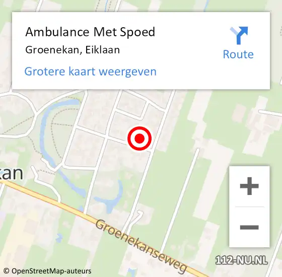 Locatie op kaart van de 112 melding: Ambulance Met Spoed Naar Groenekan, Eiklaan op 6 augustus 2017 12:33