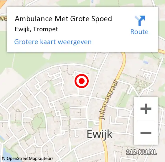 Locatie op kaart van de 112 melding: Ambulance Met Grote Spoed Naar Ewijk, Trompet op 6 augustus 2017 12:40