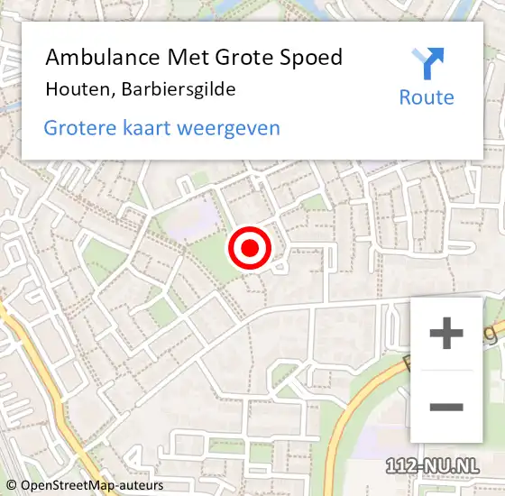 Locatie op kaart van de 112 melding: Ambulance Met Grote Spoed Naar Houten, Barbiersgilde op 6 augustus 2017 12:41