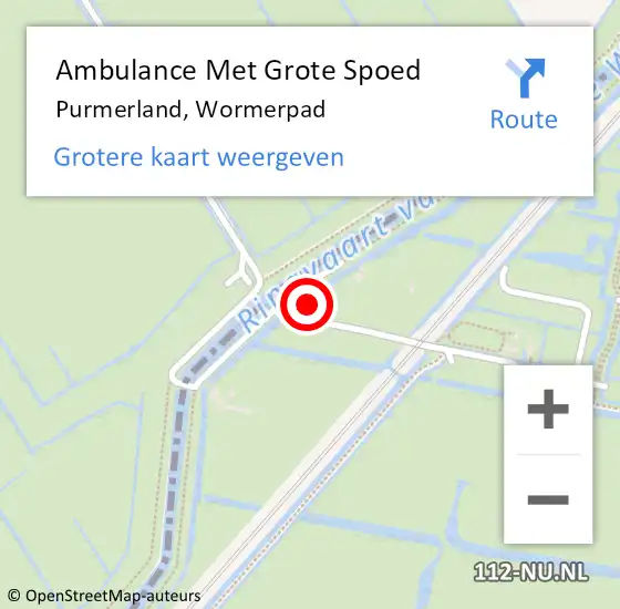 Locatie op kaart van de 112 melding: Ambulance Met Grote Spoed Naar Purmerland, Wormerpad op 6 augustus 2017 13:11