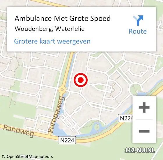 Locatie op kaart van de 112 melding: Ambulance Met Grote Spoed Naar Woudenberg, Waterlelie op 6 augustus 2017 13:22