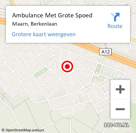 Locatie op kaart van de 112 melding: Ambulance Met Grote Spoed Naar Maarn, Berkenlaan op 6 augustus 2017 13:33