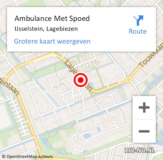 Locatie op kaart van de 112 melding: Ambulance Met Spoed Naar IJsselstein, Lagebiezen op 6 augustus 2017 15:00