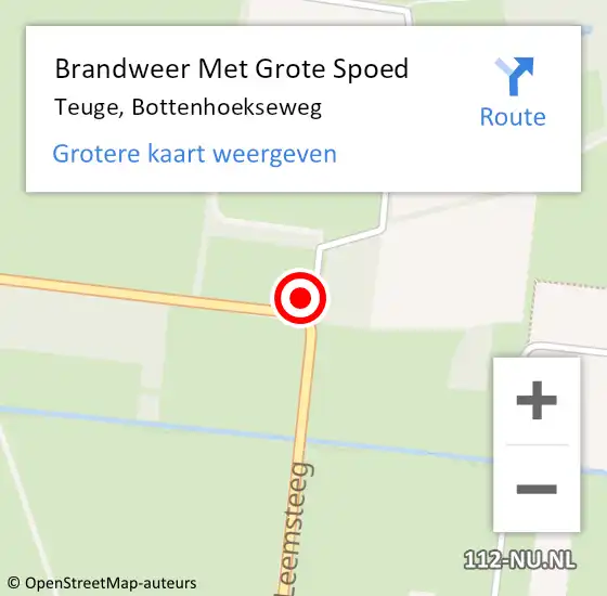 Locatie op kaart van de 112 melding: Brandweer Met Grote Spoed Naar Teuge, Bottenhoekseweg op 6 augustus 2017 15:13