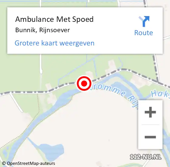 Locatie op kaart van de 112 melding: Ambulance Met Spoed Naar Bunnik, Rijnsoever op 6 augustus 2017 15:17