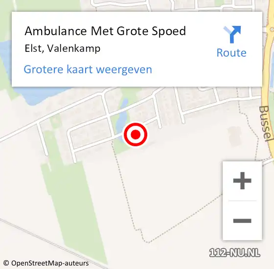 Locatie op kaart van de 112 melding: Ambulance Met Grote Spoed Naar Elst, Valenkamp op 6 augustus 2017 15:39