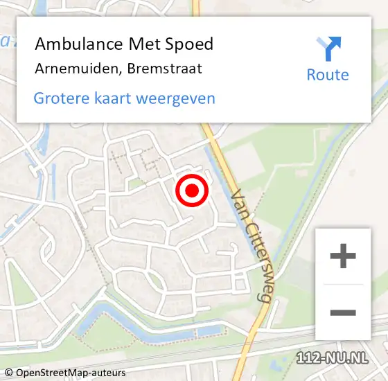 Locatie op kaart van de 112 melding: Ambulance Met Spoed Naar Arnemuiden, Bremstraat op 6 augustus 2017 15:43