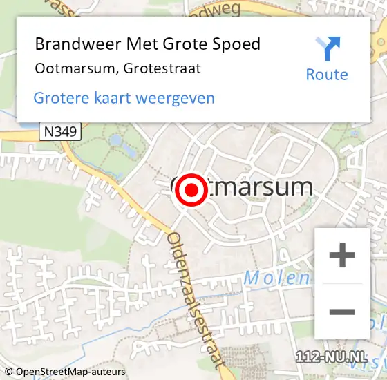 Locatie op kaart van de 112 melding: Brandweer Met Grote Spoed Naar Ootmarsum, Grotestraat op 6 augustus 2017 16:36
