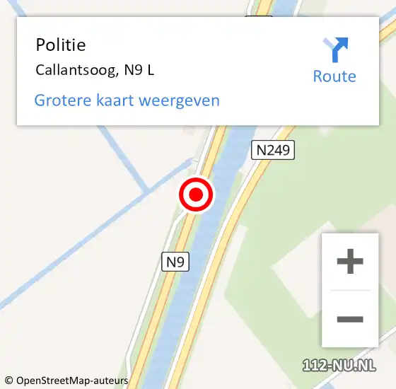 Locatie op kaart van de 112 melding: Politie Callantsoog, N9 L op 6 augustus 2017 16:51